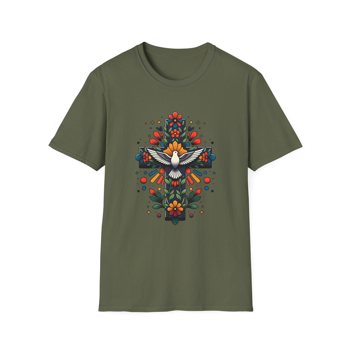 Dove & Floral Cross T-Shirt