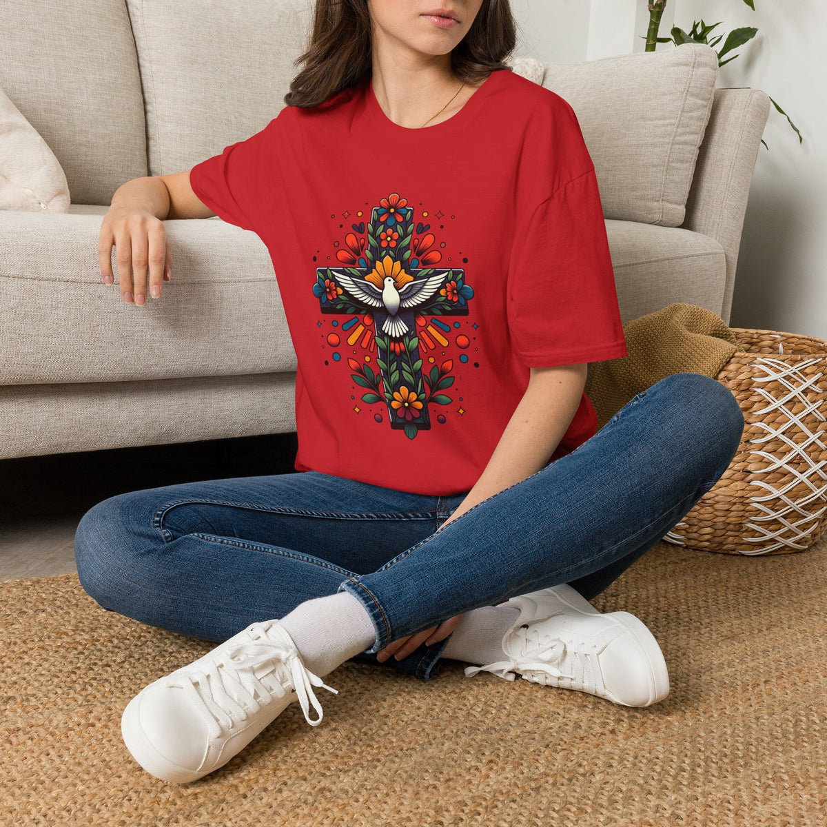 Dove & Floral Cross T-Shirt